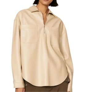 Saylor Remi Faux Leather Top Zip Front Vegan Leather Blouse Rent the Runway